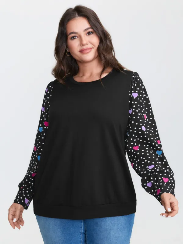 Colorful Heart Sleeve Round Neck Sweatshirt sold by Bloomchic