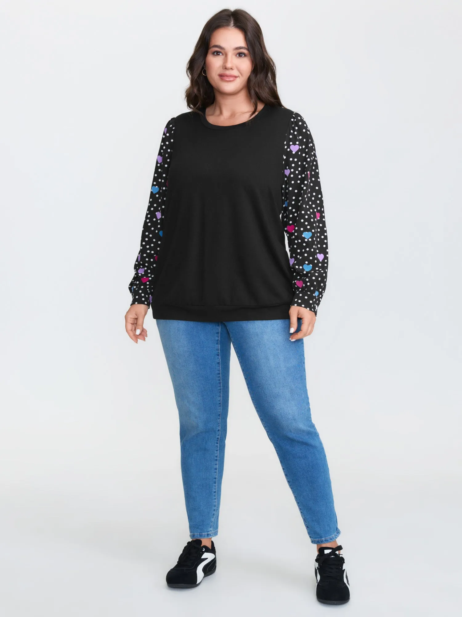 Colorful Heart Sleeve Round Neck Sweatshirt sold by Bloomchic product image thumbnail 3