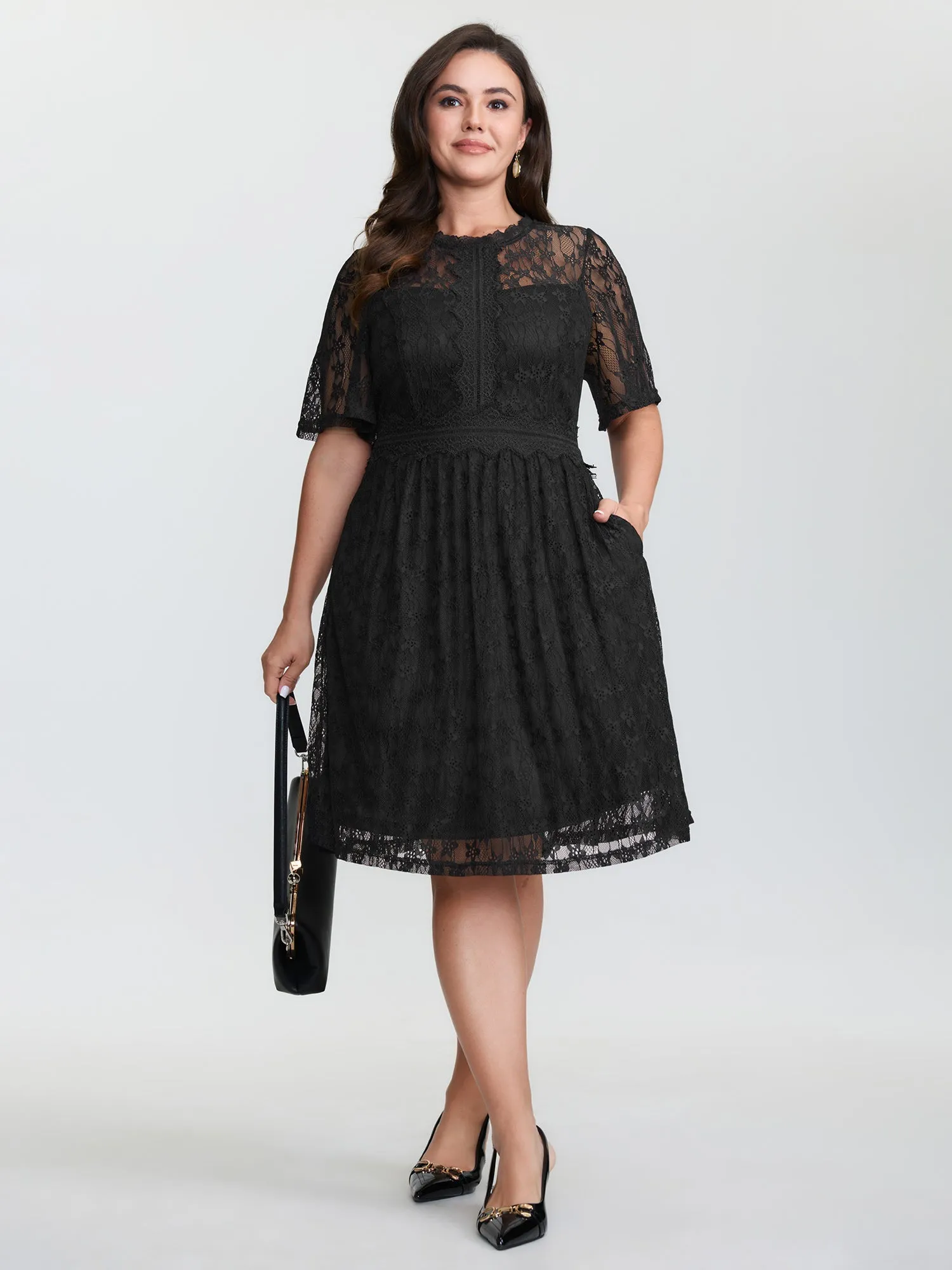 Star Lace Trim Shirred Waist Mini Dress sold by Bloomchic product image thumbnail 5