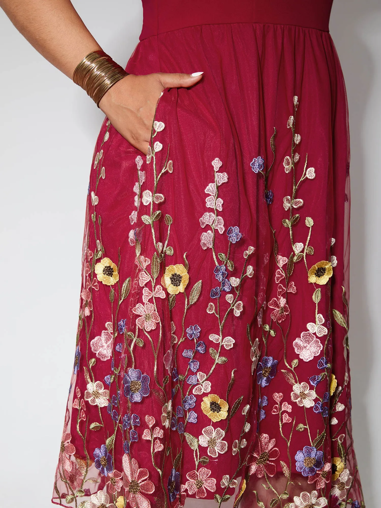 Floral Hem Shoulder-Tie Midi Dress sold by Bloomchic product image thumbnail 4