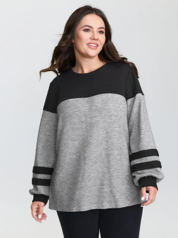 Stretchy Colorblock Striped Sweatshirt sold by Bloomchic