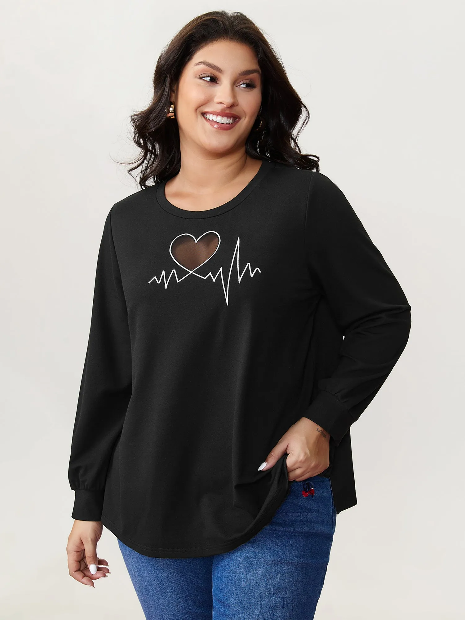 Love Notes Embroidery Cut-Out Sweatshirt sold by Bloomchic