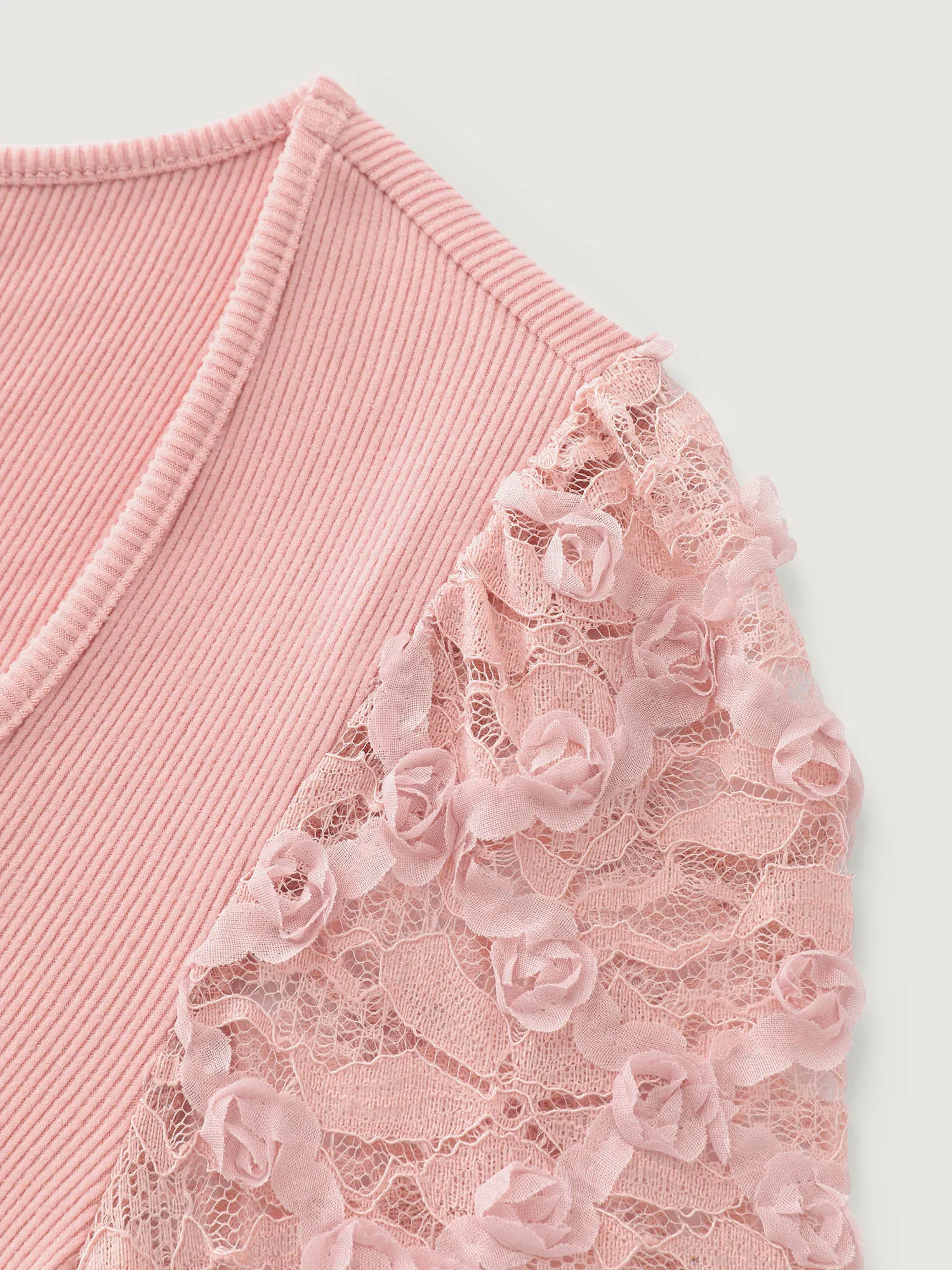 Lace Sleeve 3D Floral Knit Top sold by Bloomchic product image thumbnail 5