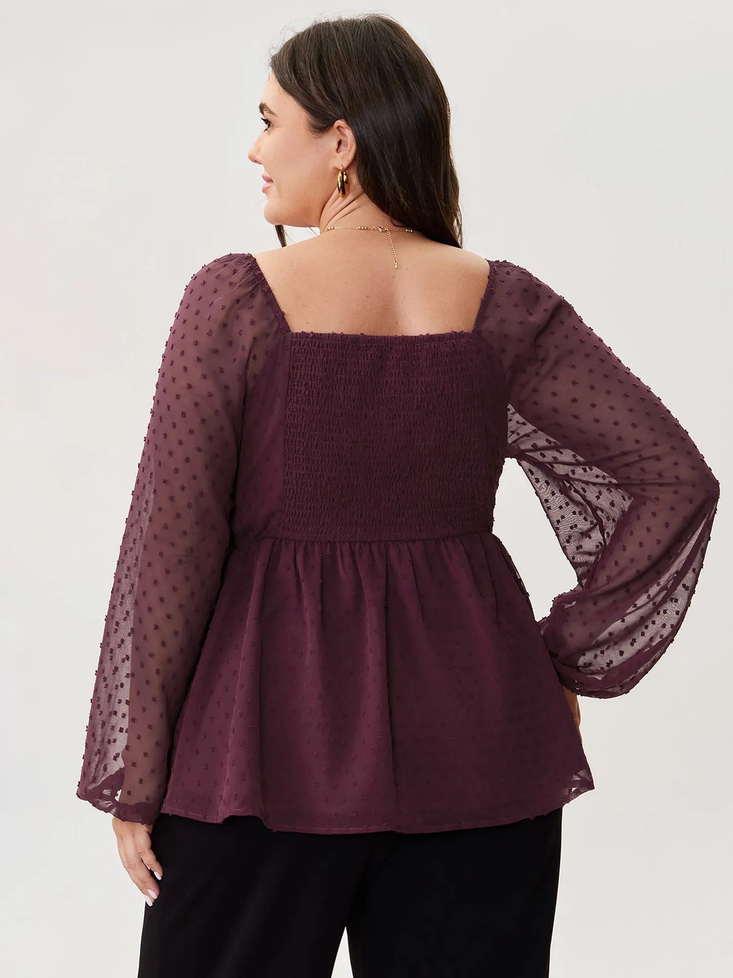 Ruched Textured Shirred Back Blouse sold by Bloomchic product image thumbnail 4