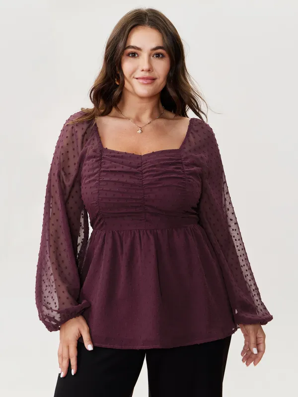 Ruched Textured Shirred Back Blouse sold by Bloomchic