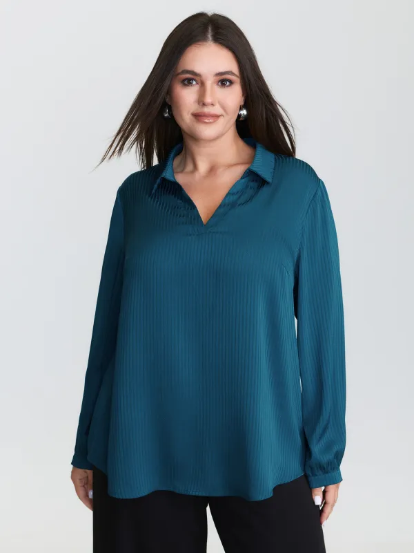 Textured Collar Pleated Blouse sold by Bloomchic