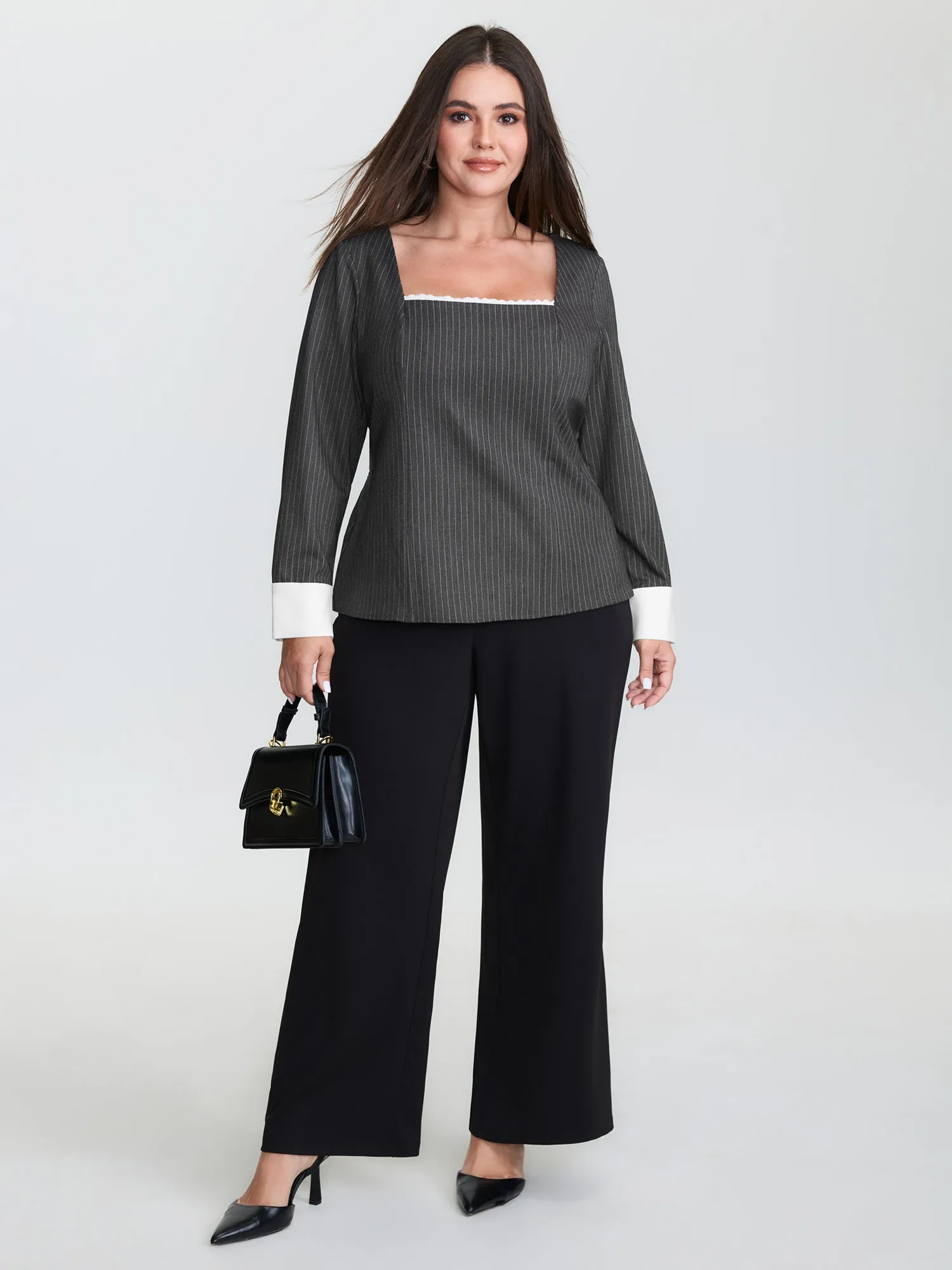 Lace Trim Neckline Shirred Blouse sold by Bloomchic product image thumbnail 3