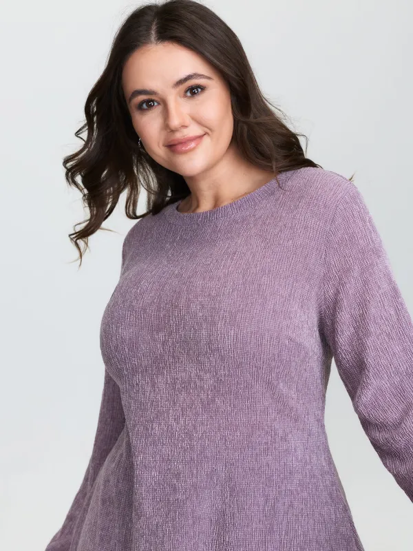 Round Neck Textured Fitted T-Shirt sold by Bloomchic