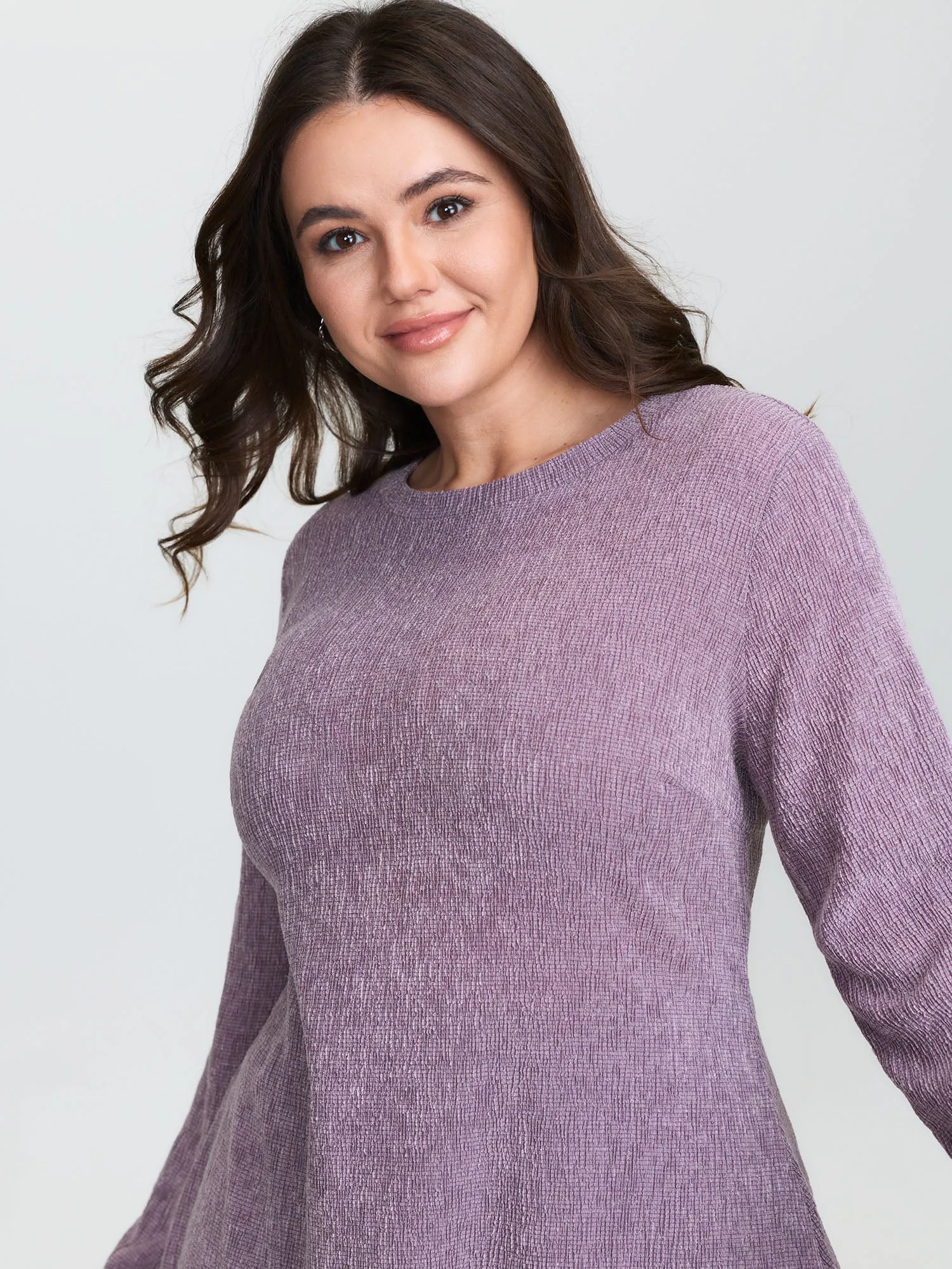 Round Neck Textured Fitted T-Shirt sold by Bloomchic