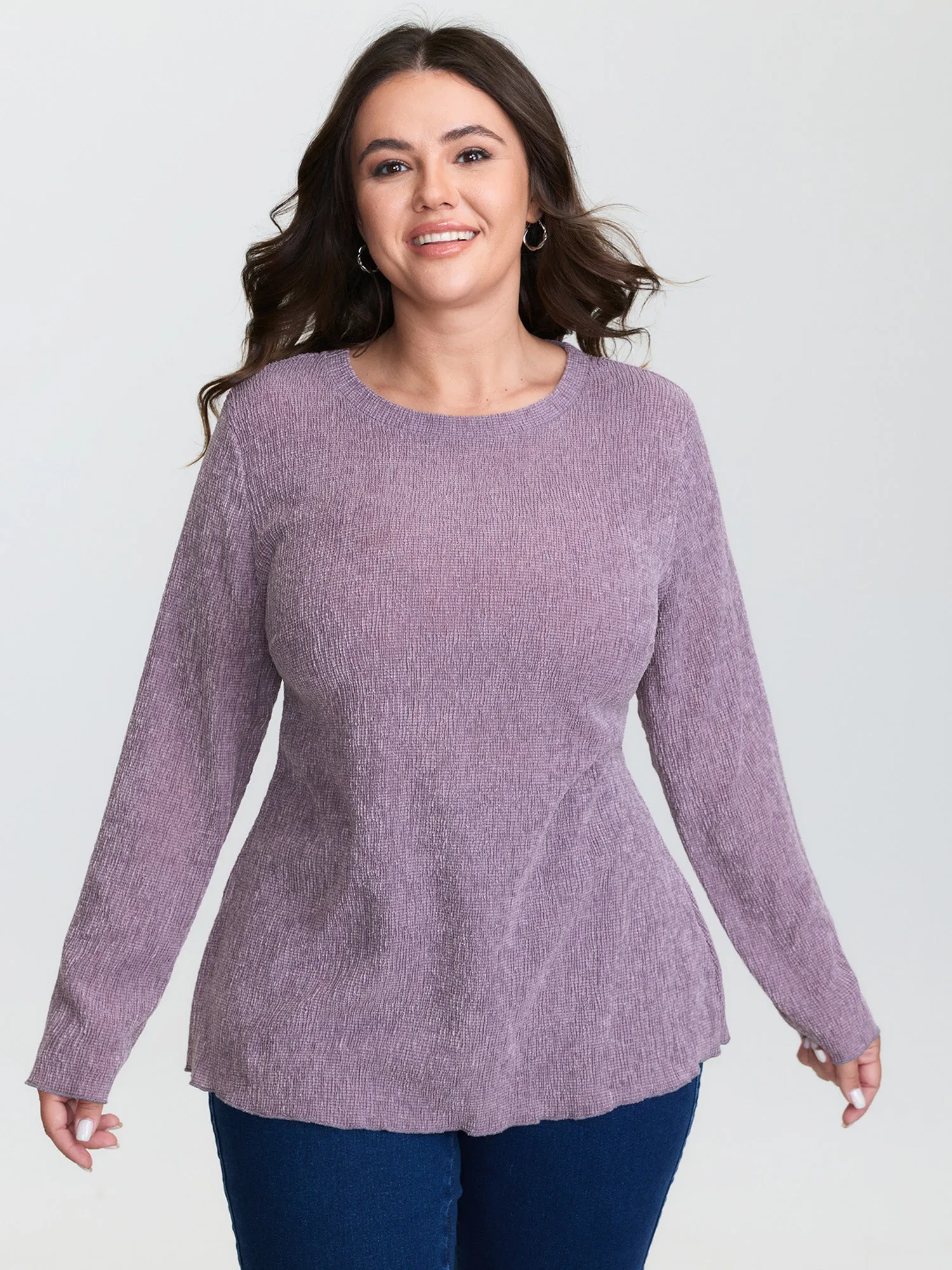 Round Neck Textured Fitted T-Shirt sold by Bloomchic product image thumbnail 2