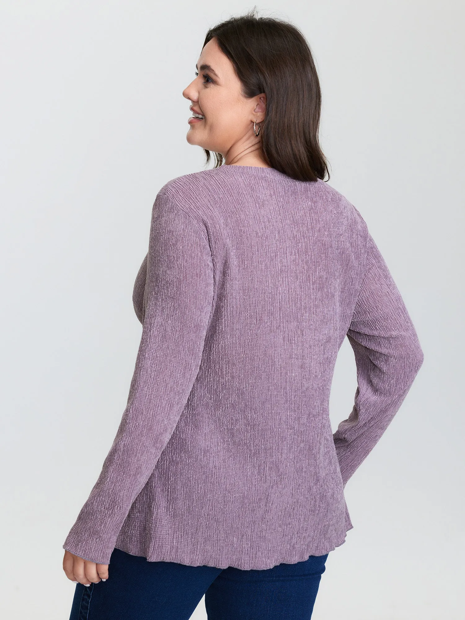 Round Neck Textured Fitted T-Shirt sold by Bloomchic product image thumbnail 4