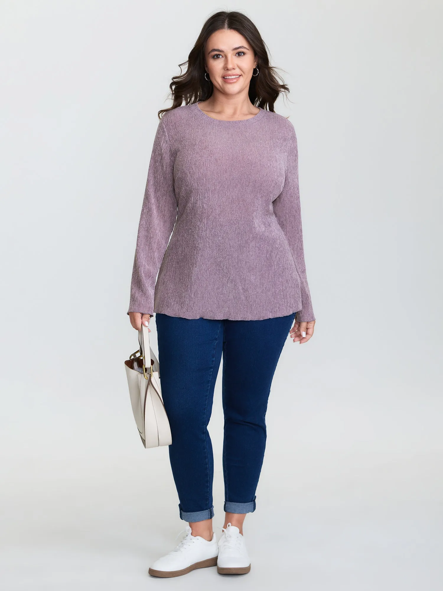 Round Neck Textured Fitted T-Shirt sold by Bloomchic product image thumbnail 3