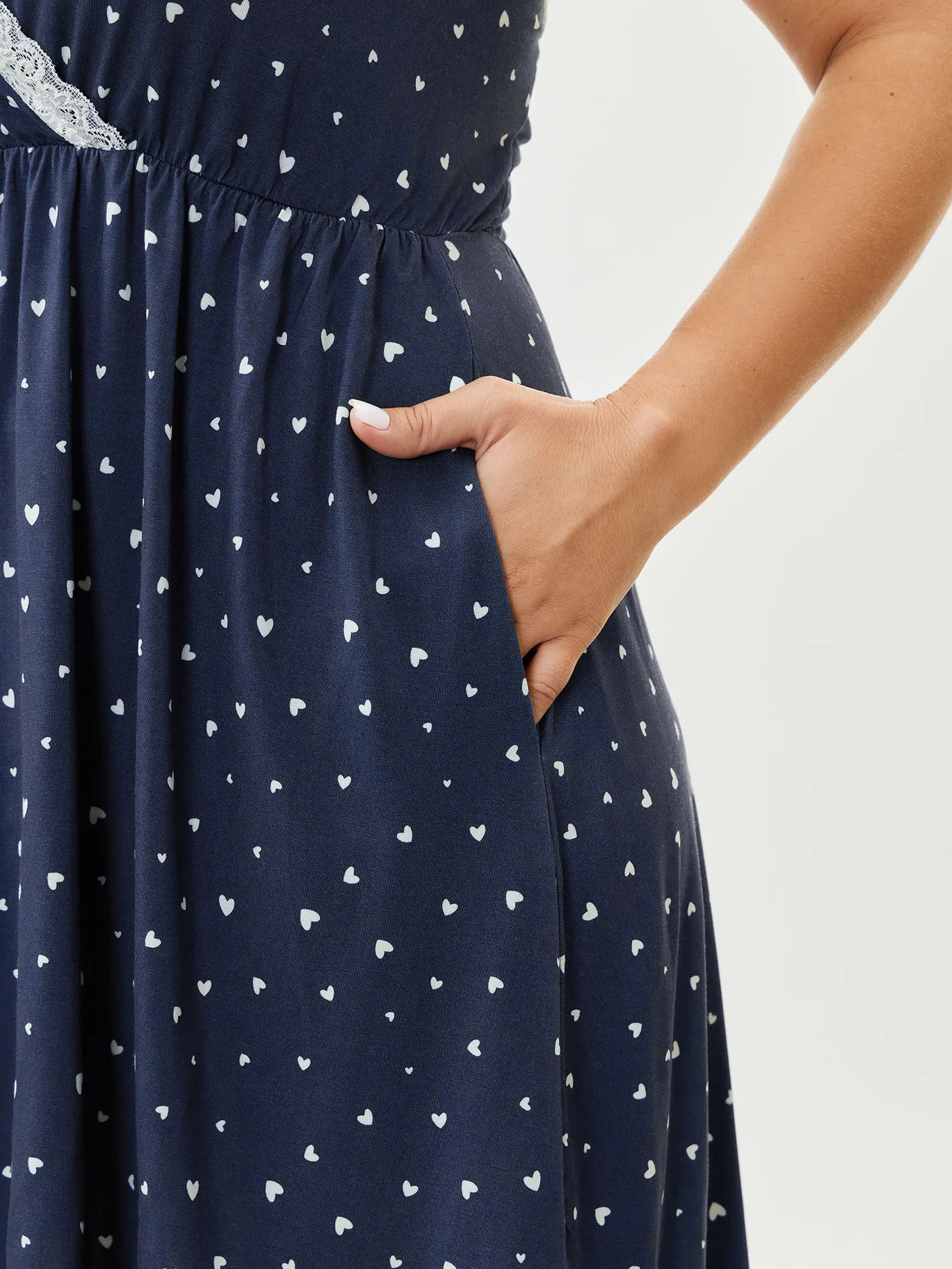 Stretchy Color Contrast Halter Neck Sleep Dress sold by Bloomchic product image thumbnail 4