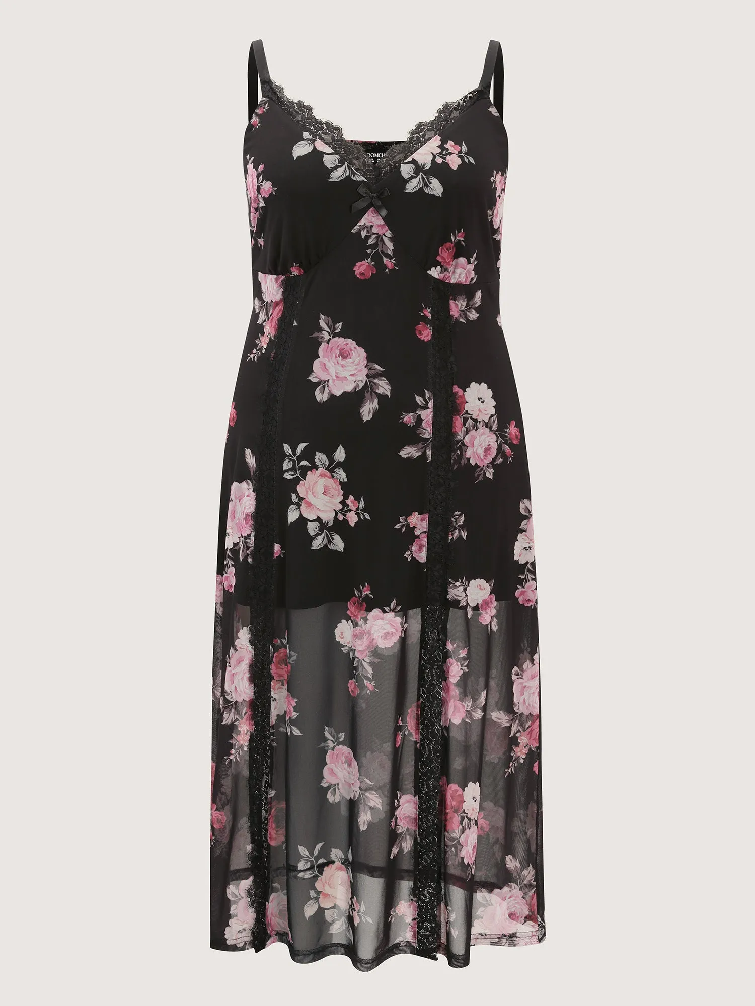 Romantic Floral Print High Slit Sleep Dress sold by Bloomchic product image thumbnail 5