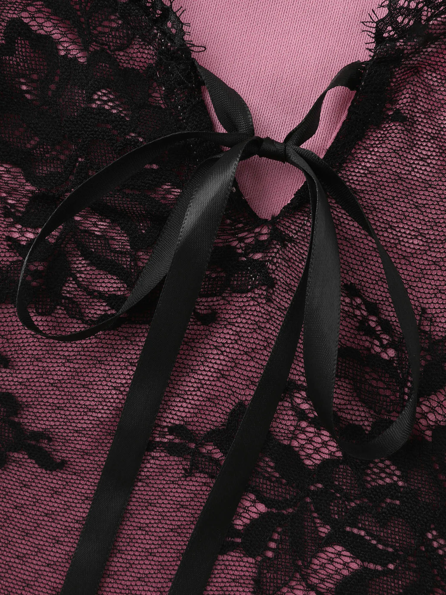 Floral Lace Trim Front-Tie Sleep Dress sold by Bloomchic product image thumbnail 5