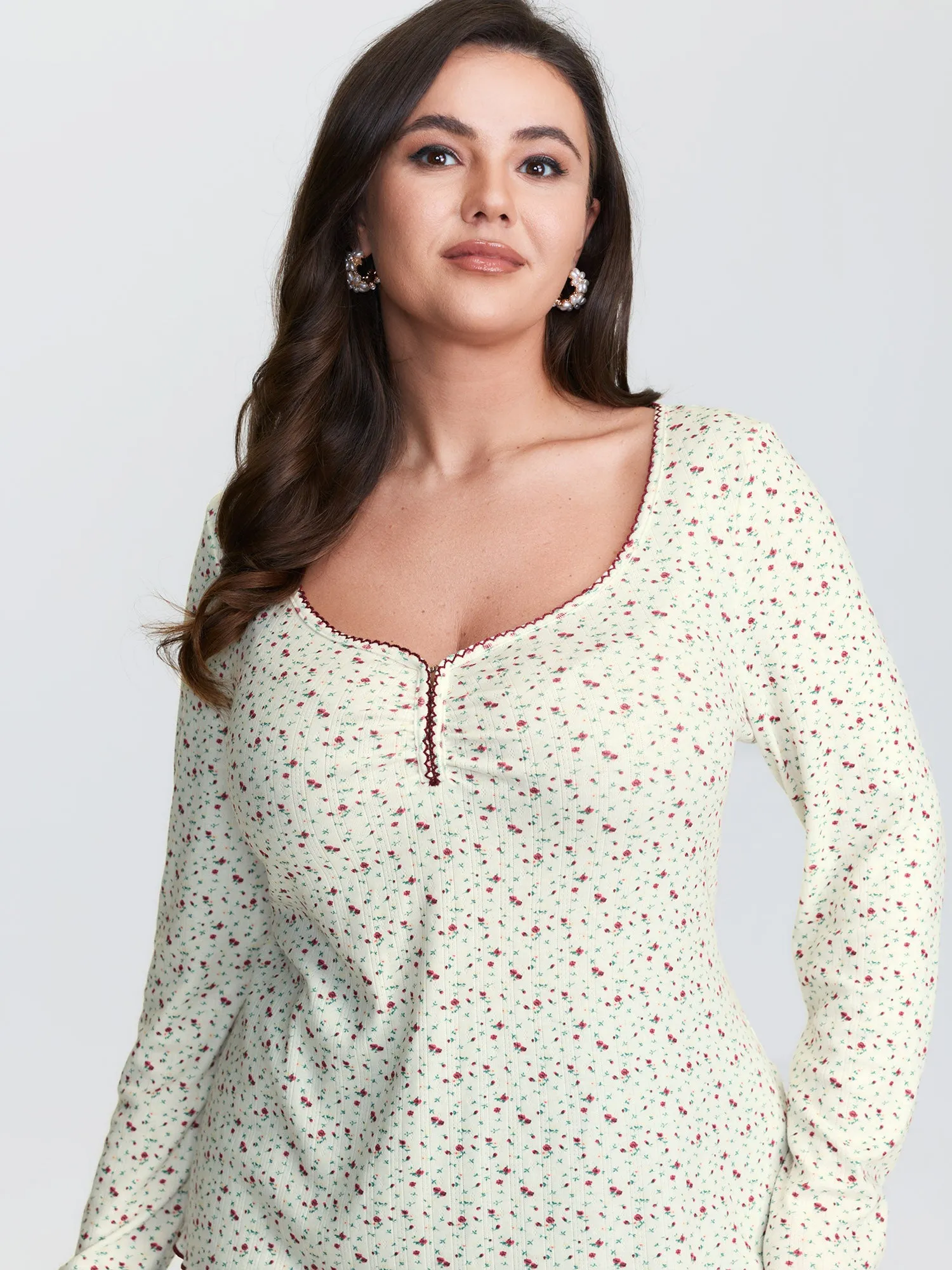 Supersoft Micro Floral Print Knit Top sold by Bloomchic product image thumbnail 2