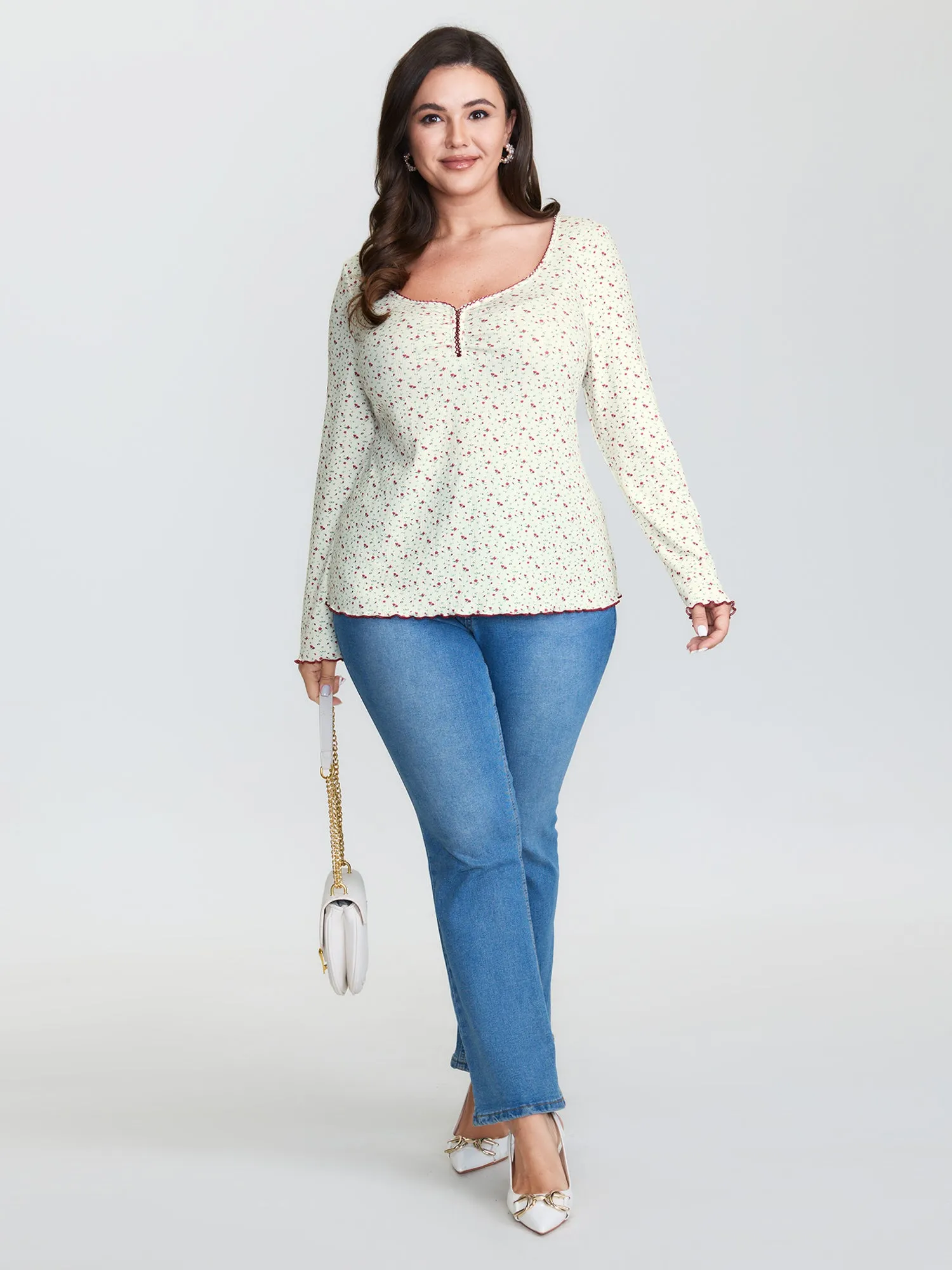 Supersoft Micro Floral Print Knit Top sold by Bloomchic product image thumbnail 3