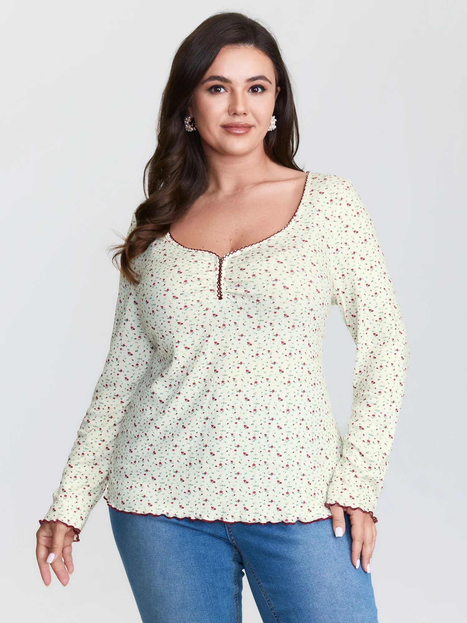 Supersoft Micro Floral Print Knit Top sold by Bloomchic