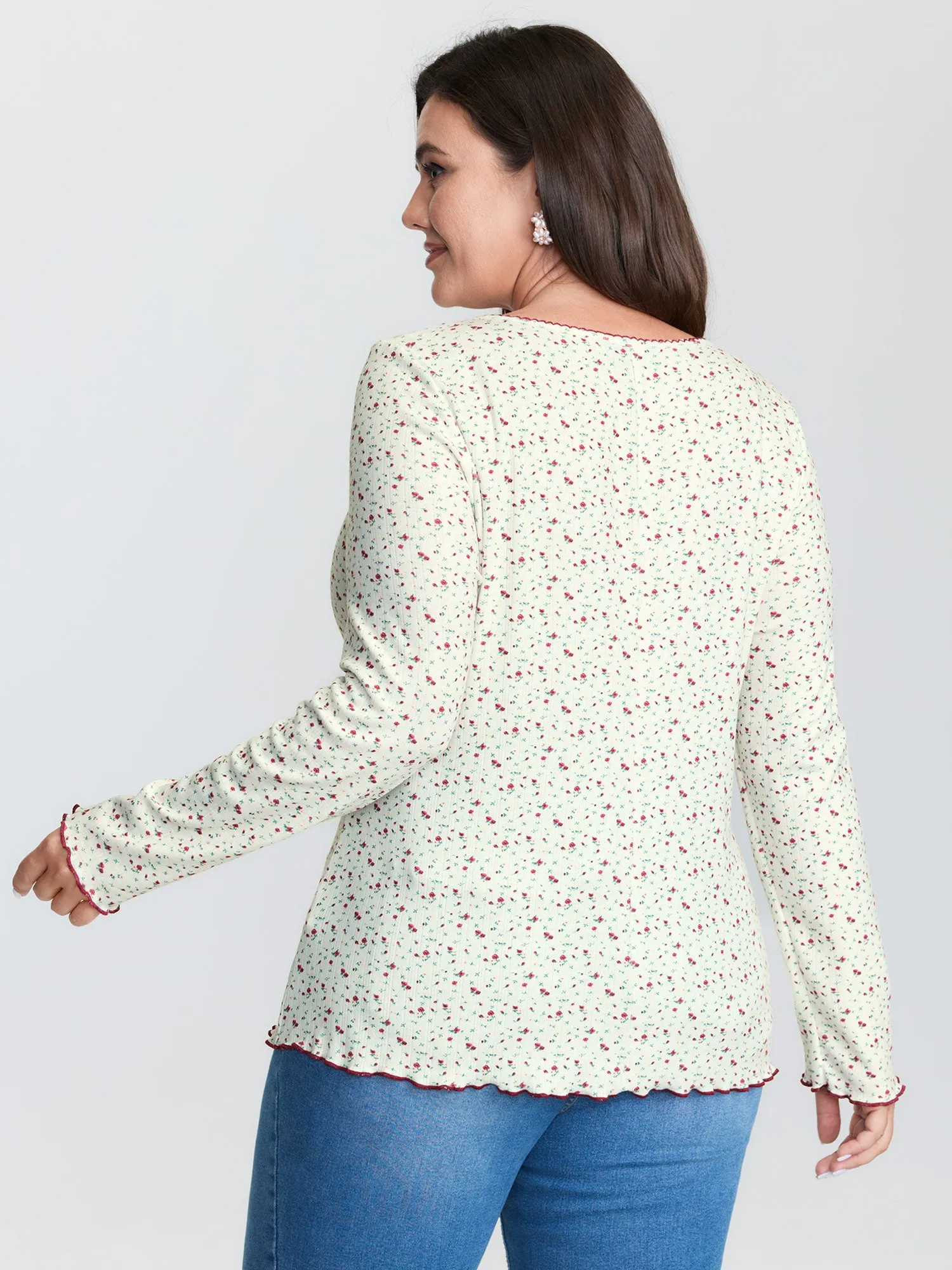 Supersoft Micro Floral Print Knit Top sold by Bloomchic product image thumbnail 4