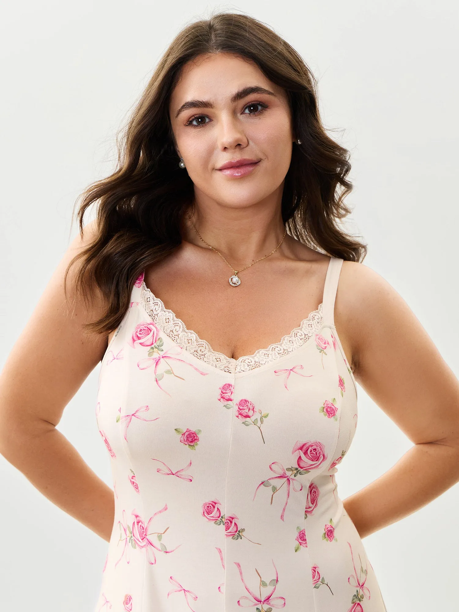 Supersoft Rosy Print Lace Sleep Dress sold by Bloomchic product image thumbnail 3