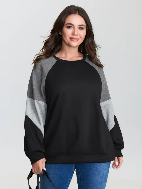 Stretchy Colorblock Round Neck Sweatshirt sold by Bloomchic