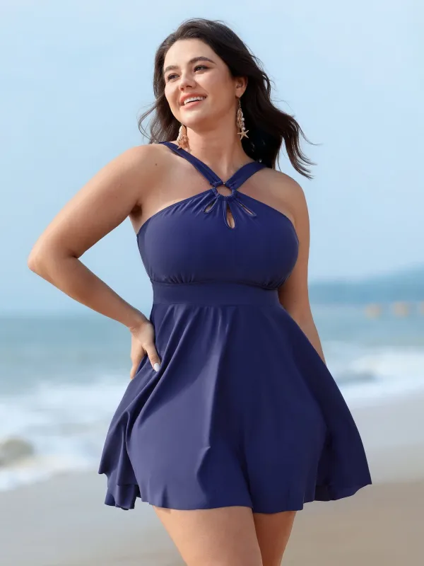Keyhole Neckline Flowy Swim Dress sold by Bloomchic