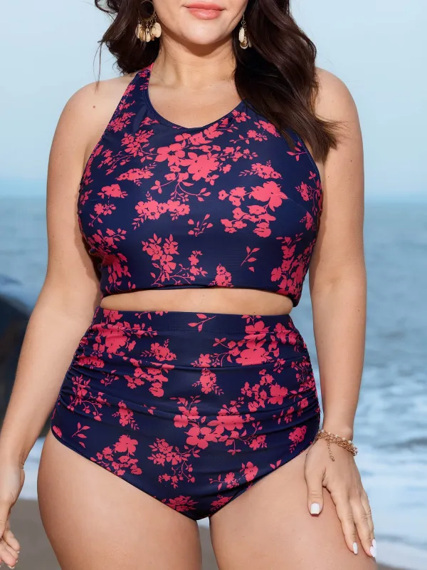 Floral Pattern Shrinkage Pleats Swim Bottoms sold by Bloomchic