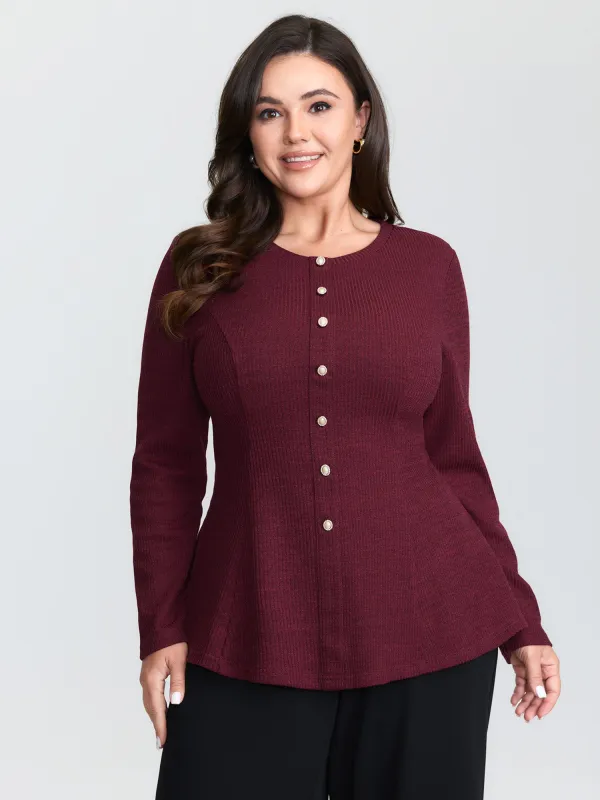 Cinched-Waist A-Line Button Top sold by Bloomchic