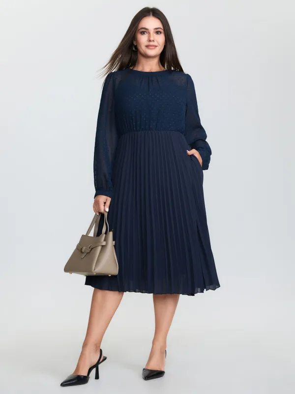 Sheer Polka Dots Pleated Midi Dress sold by Bloomchic
