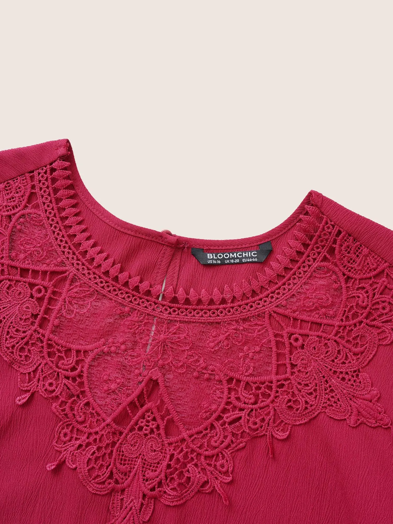 Lace Patchwork Shirred Crinkle Gauze Blouse sold by Bloomchic product image thumbnail 5