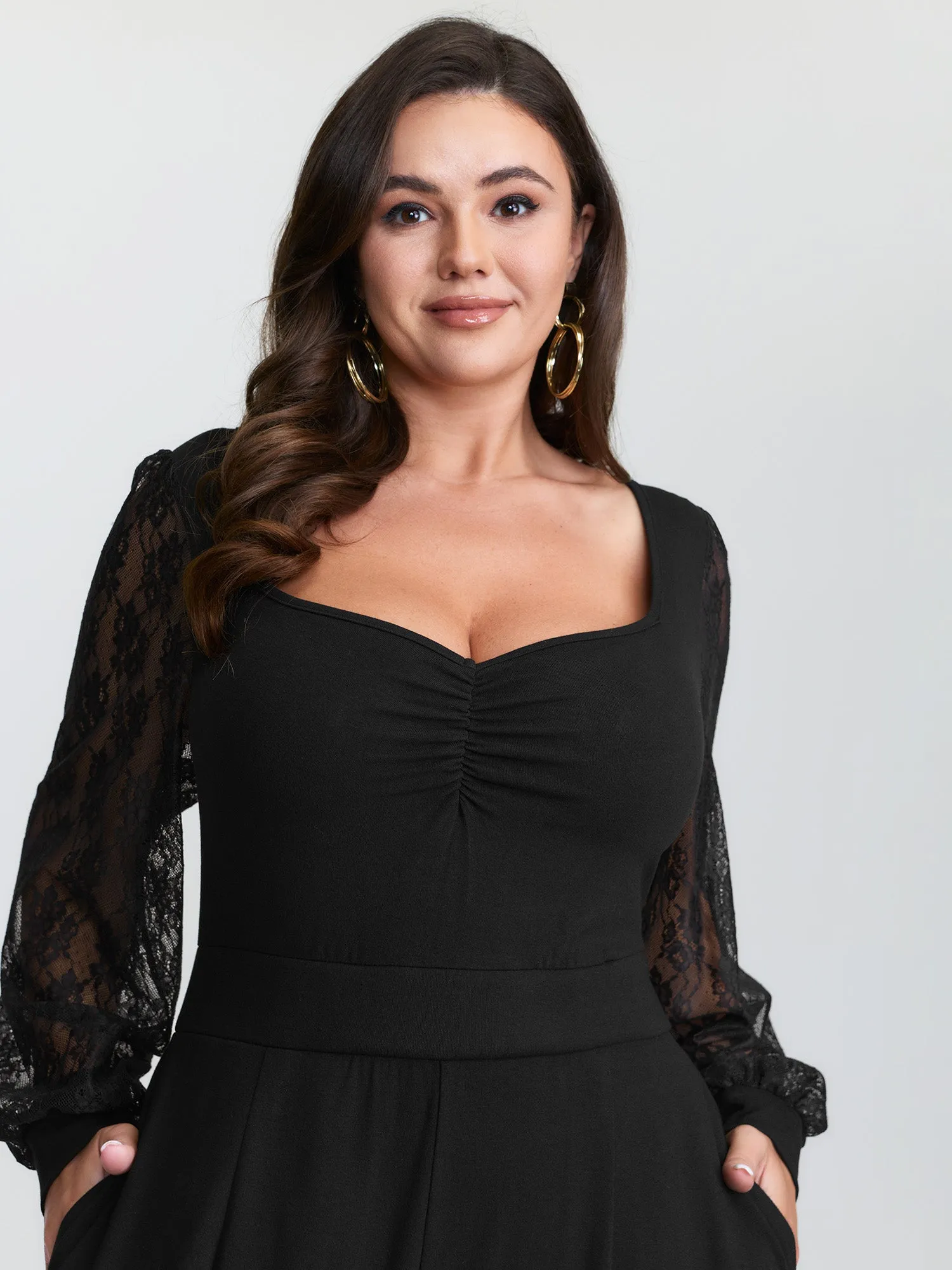 Lace Sleeve Sweetheart Neckline Jumpsuit sold by Bloomchic product image thumbnail 2