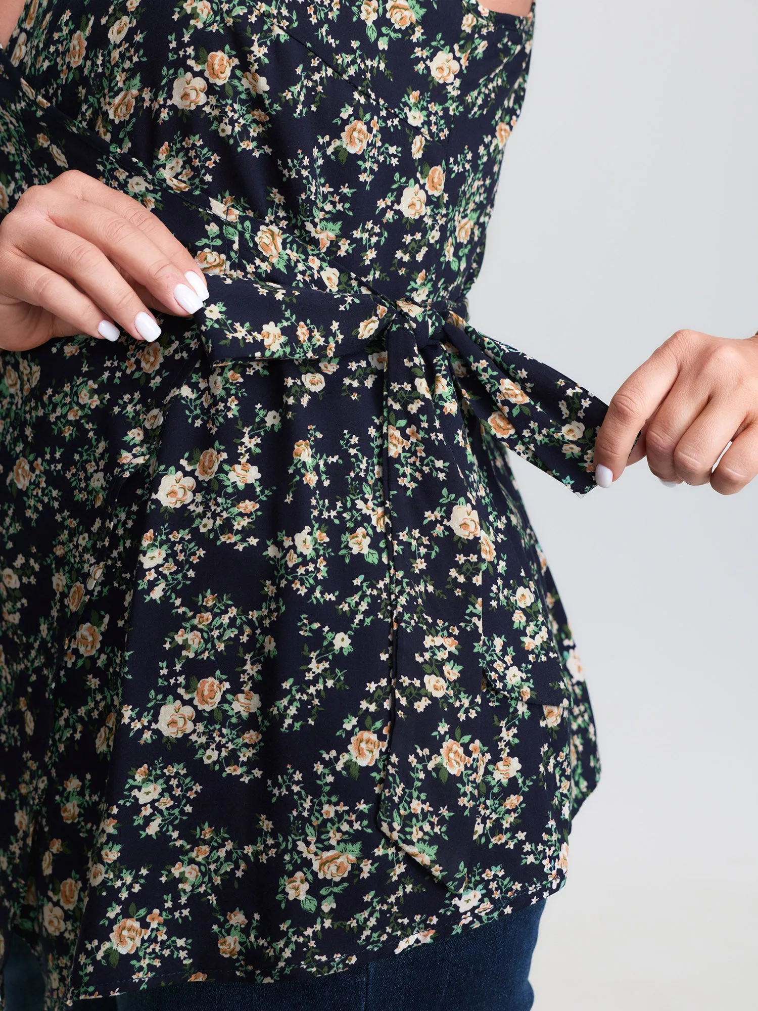 Floral Print Side-Tie Rayon Tank Top sold by Bloomchic product image thumbnail 3