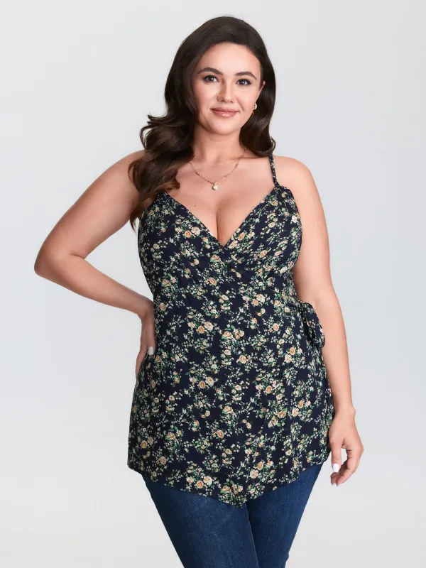 Floral Print Side-Tie Rayon Tank Top sold by Bloomchic