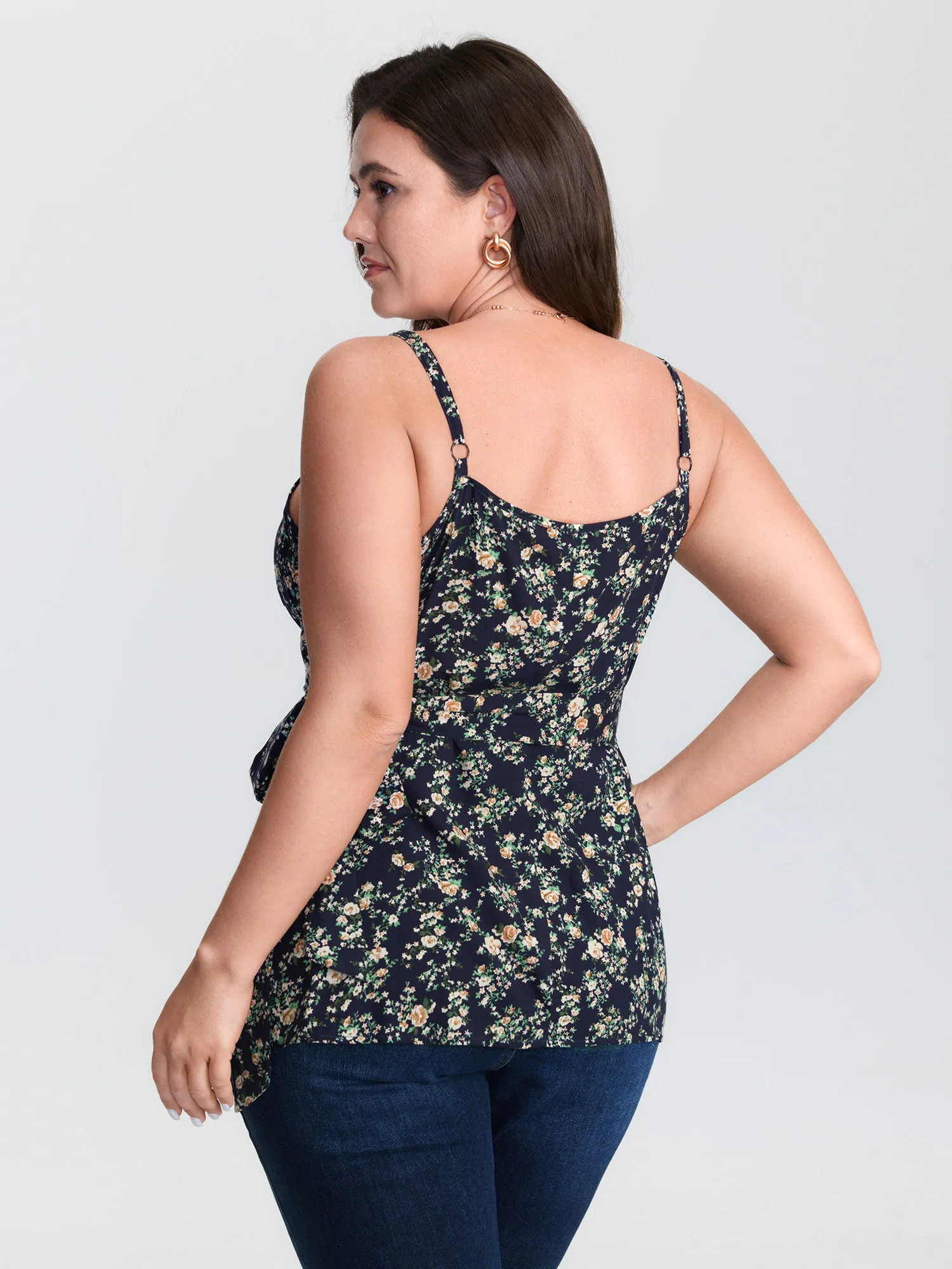 Floral Print Side-Tie Rayon Tank Top sold by Bloomchic product image thumbnail 5
