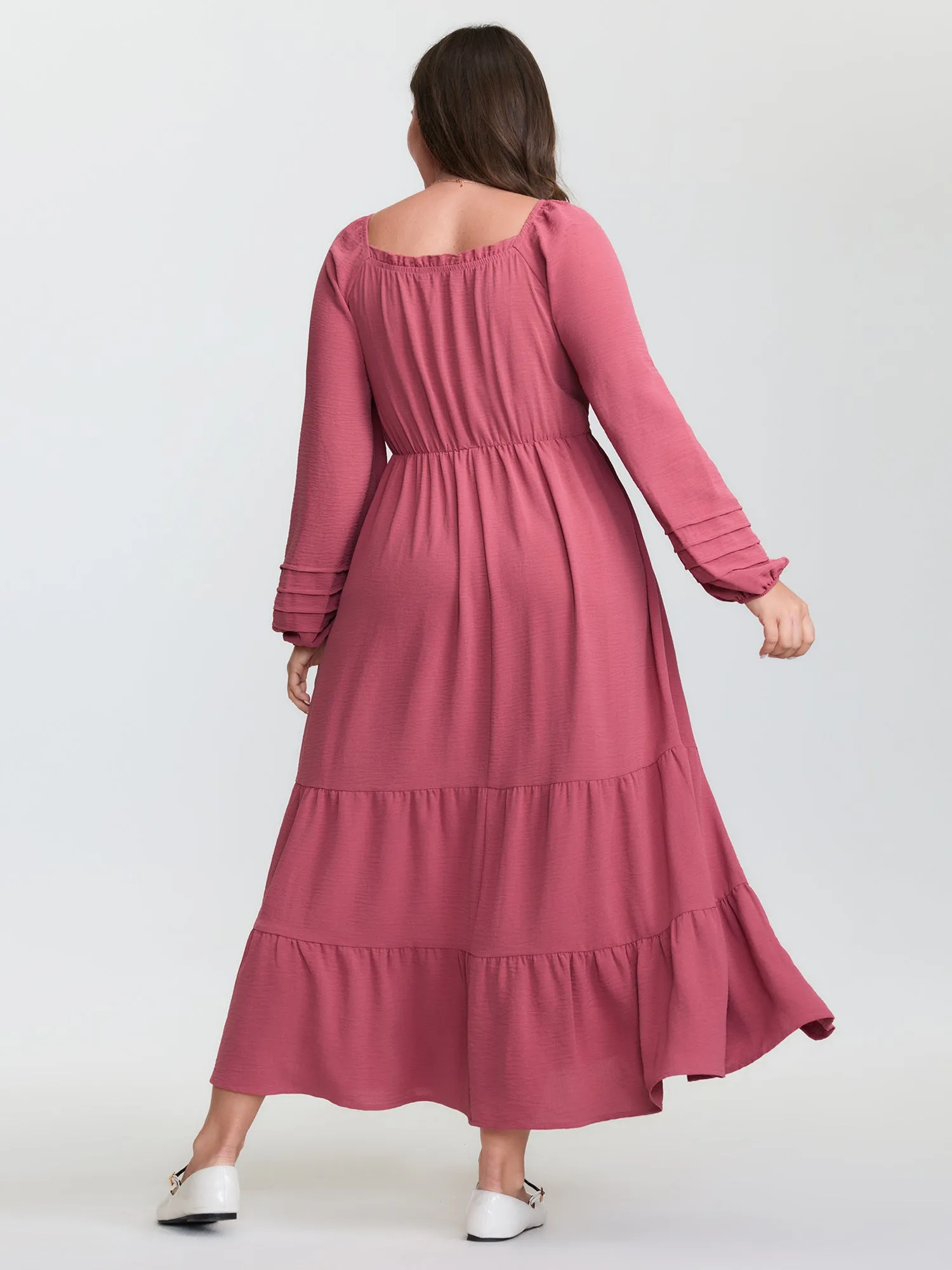 Shirred Bodice Pockets Tiered Maxi Dress sold by Bloomchic product image thumbnail 5