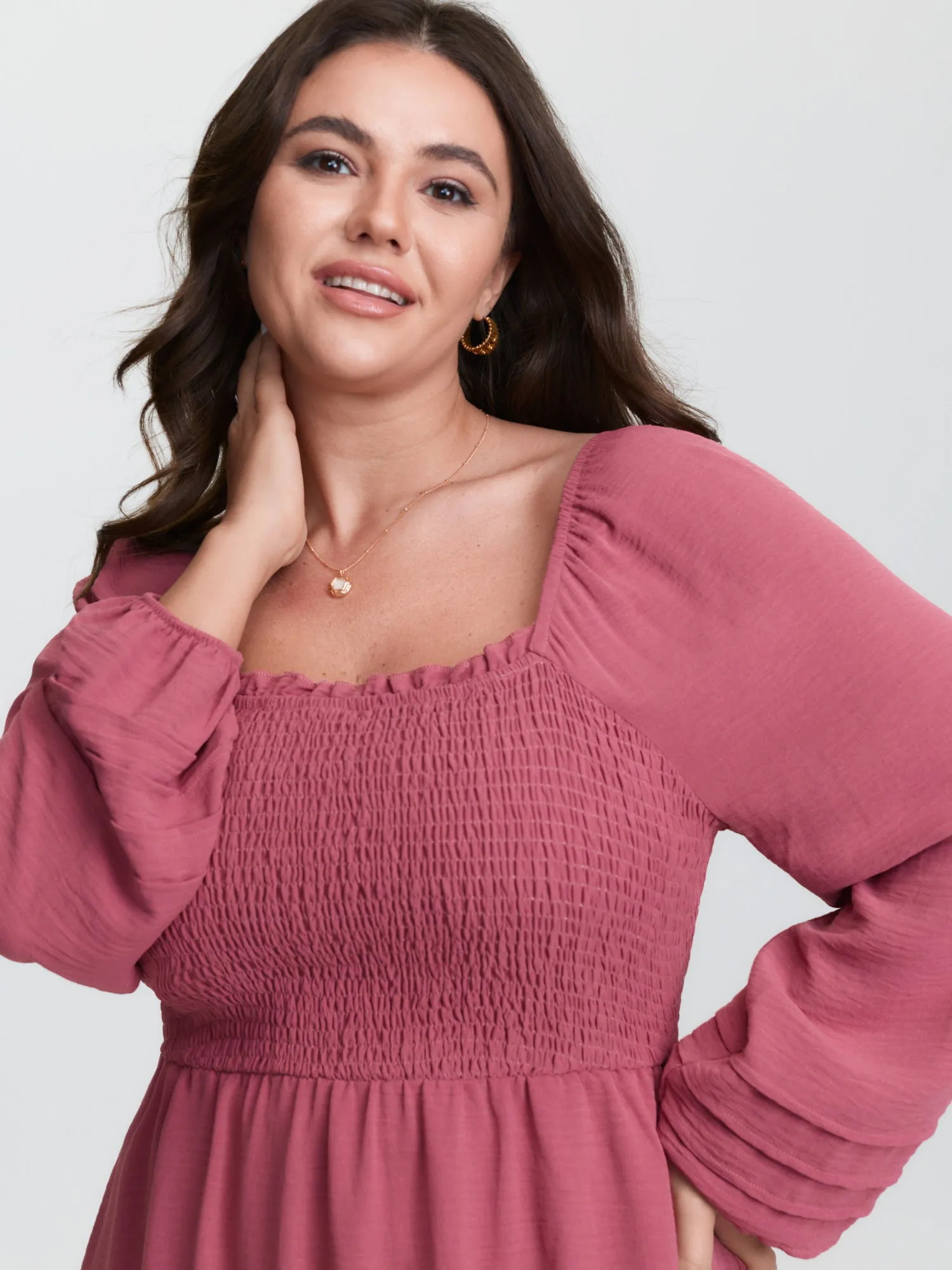 Shirred Bodice Pockets Tiered Maxi Dress sold by Bloomchic product image thumbnail 2