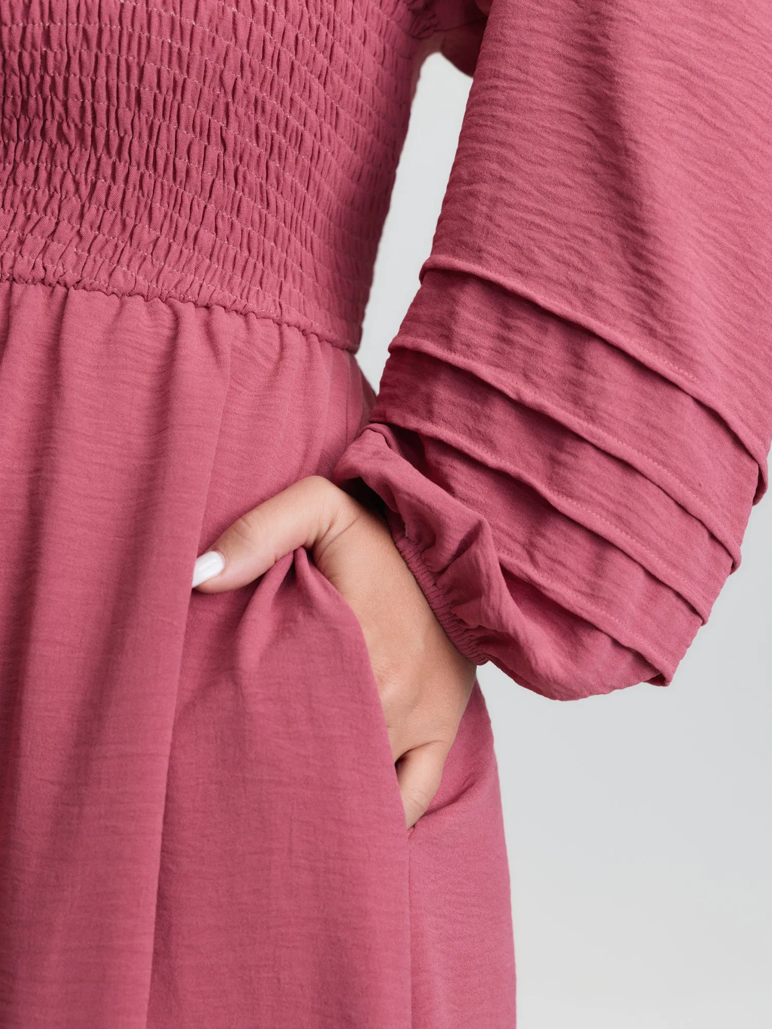 Shirred Bodice Pockets Tiered Maxi Dress sold by Bloomchic product image thumbnail 4