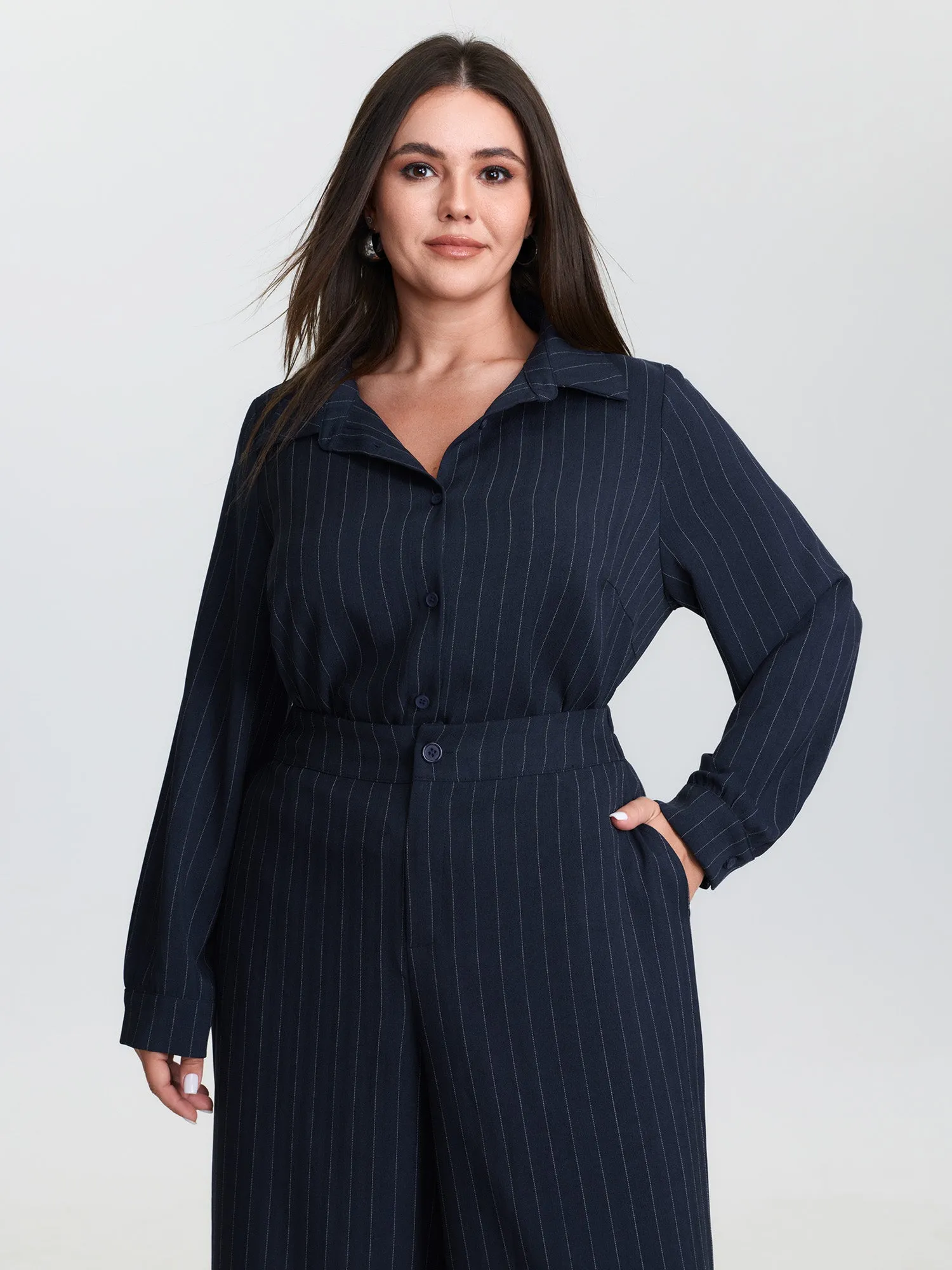 Striped Waist-Tie Button-Down Blouse sold by Bloomchic product image thumbnail 2