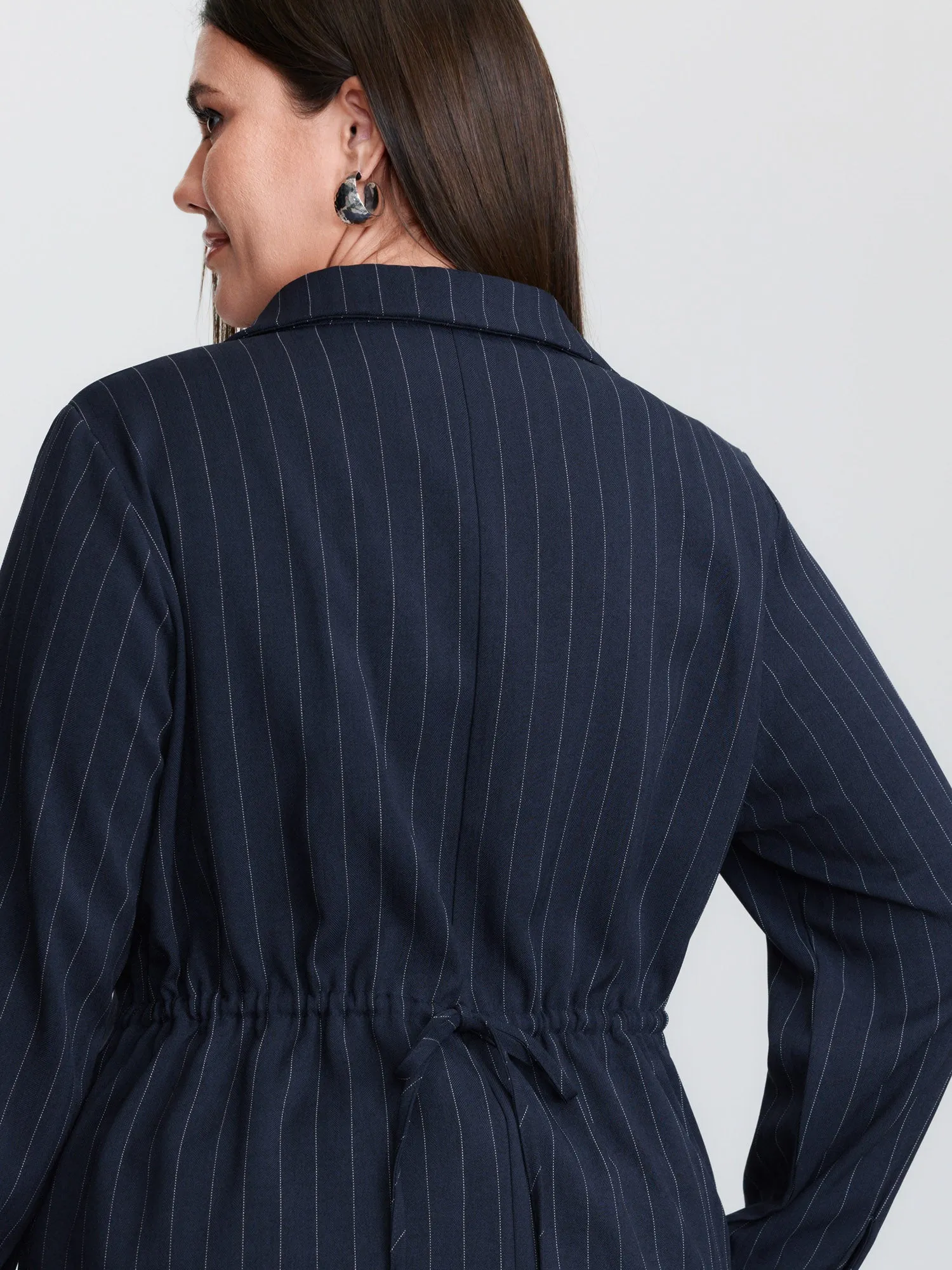 Striped Waist-Tie Button-Down Blouse sold by Bloomchic product image thumbnail 5