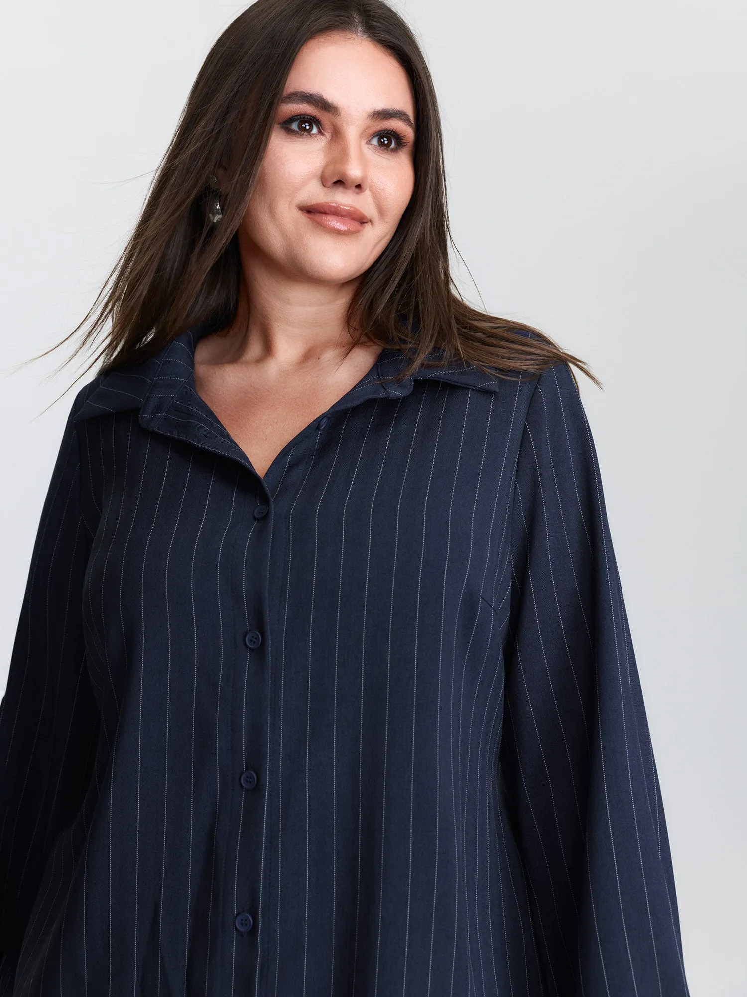 Striped Waist-Tie Button-Down Blouse sold by Bloomchic product image thumbnail 3