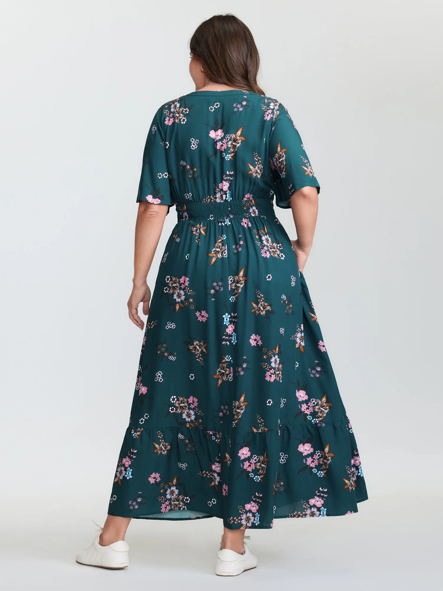Floral Print Pockets Notched Collar Maxi Dress sold by Bloomchic product image thumbnail 5