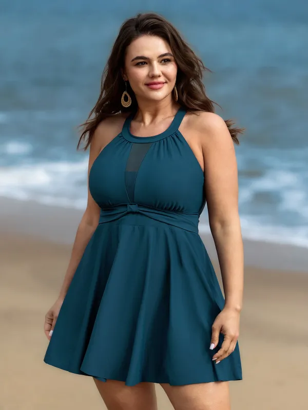 Bow Cut-Out Back Sheer Swim Dress sold by Bloomchic