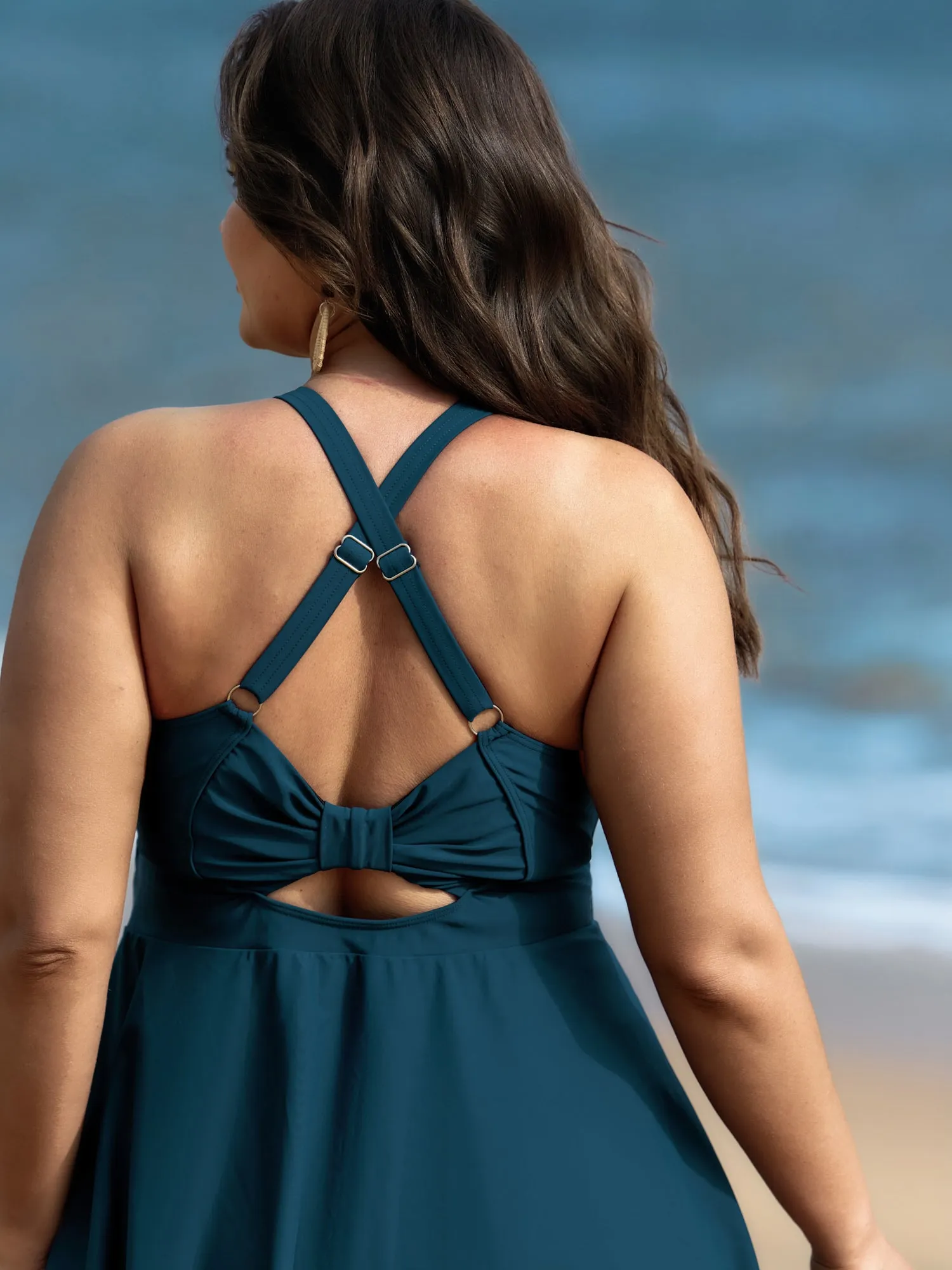 Bow Cut-Out Back Sheer Swim Dress sold by Bloomchic product image thumbnail 4