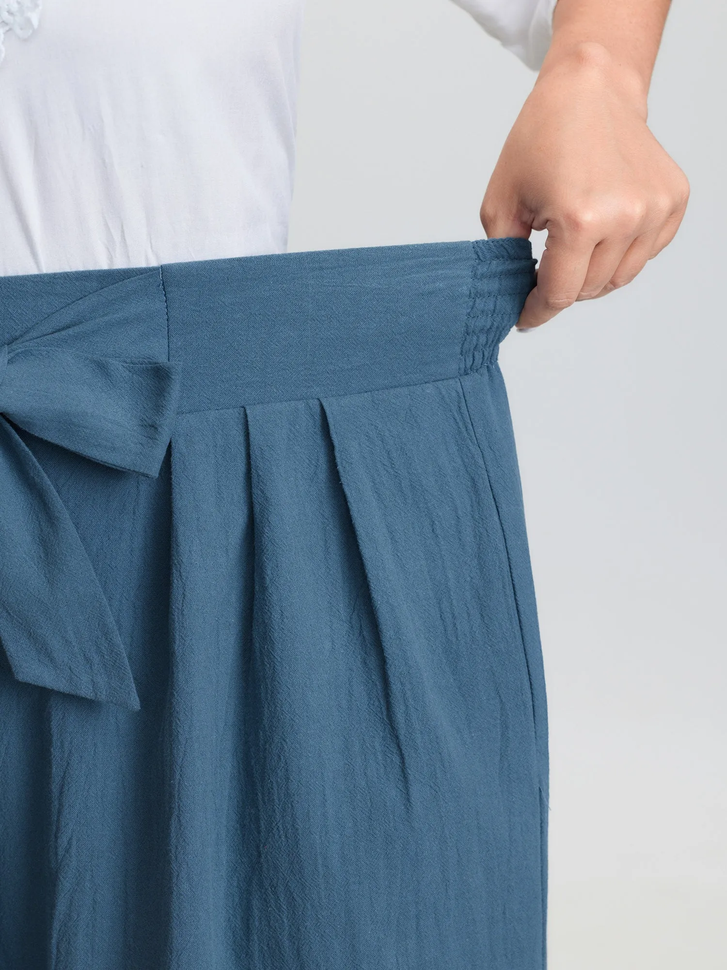 Pure Cotton Shirred Wide-Waistband Pants sold by Bloomchic product image thumbnail 4