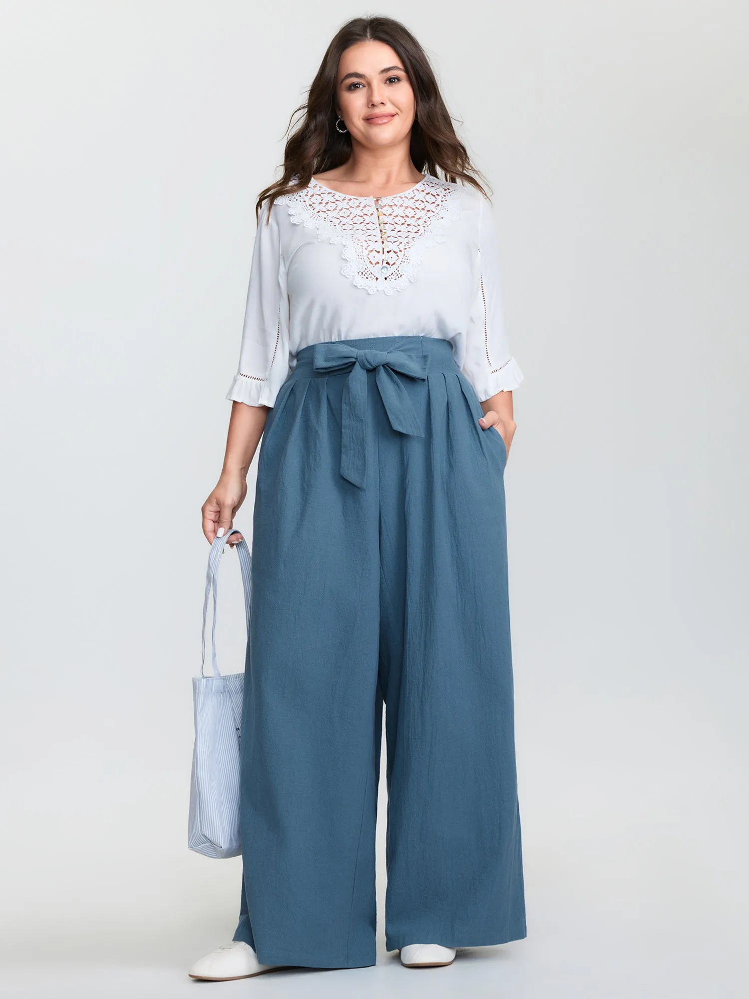 Pure Cotton Shirred Wide-Waistband Pants sold by Bloomchic product image thumbnail 2