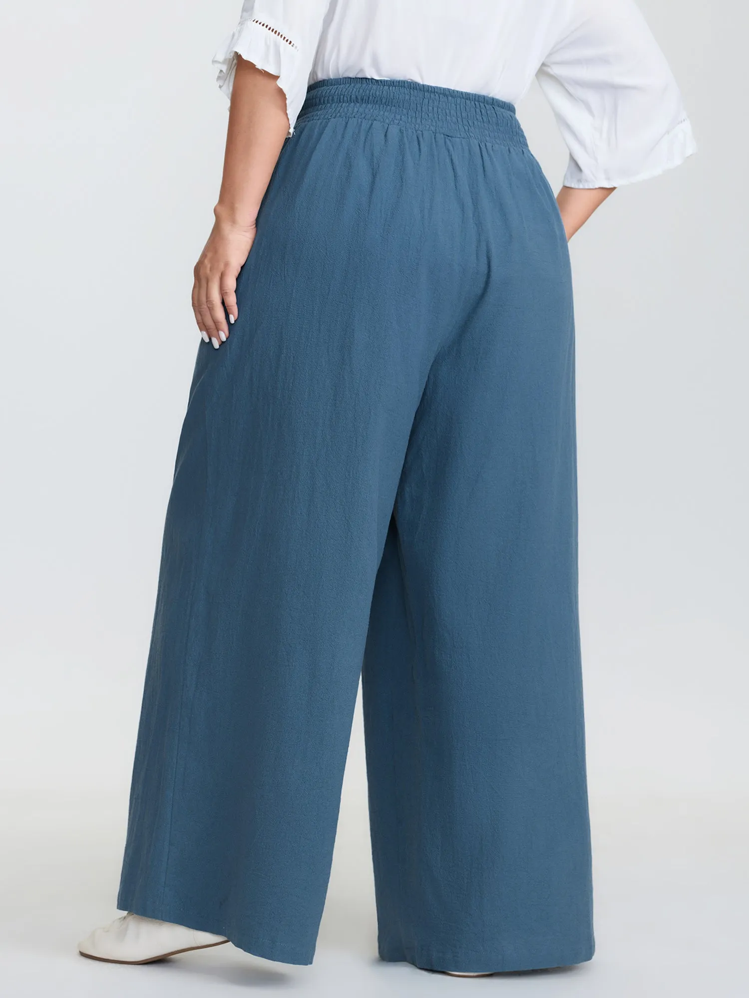 Pure Cotton Shirred Wide-Waistband Pants sold by Bloomchic product image thumbnail 5
