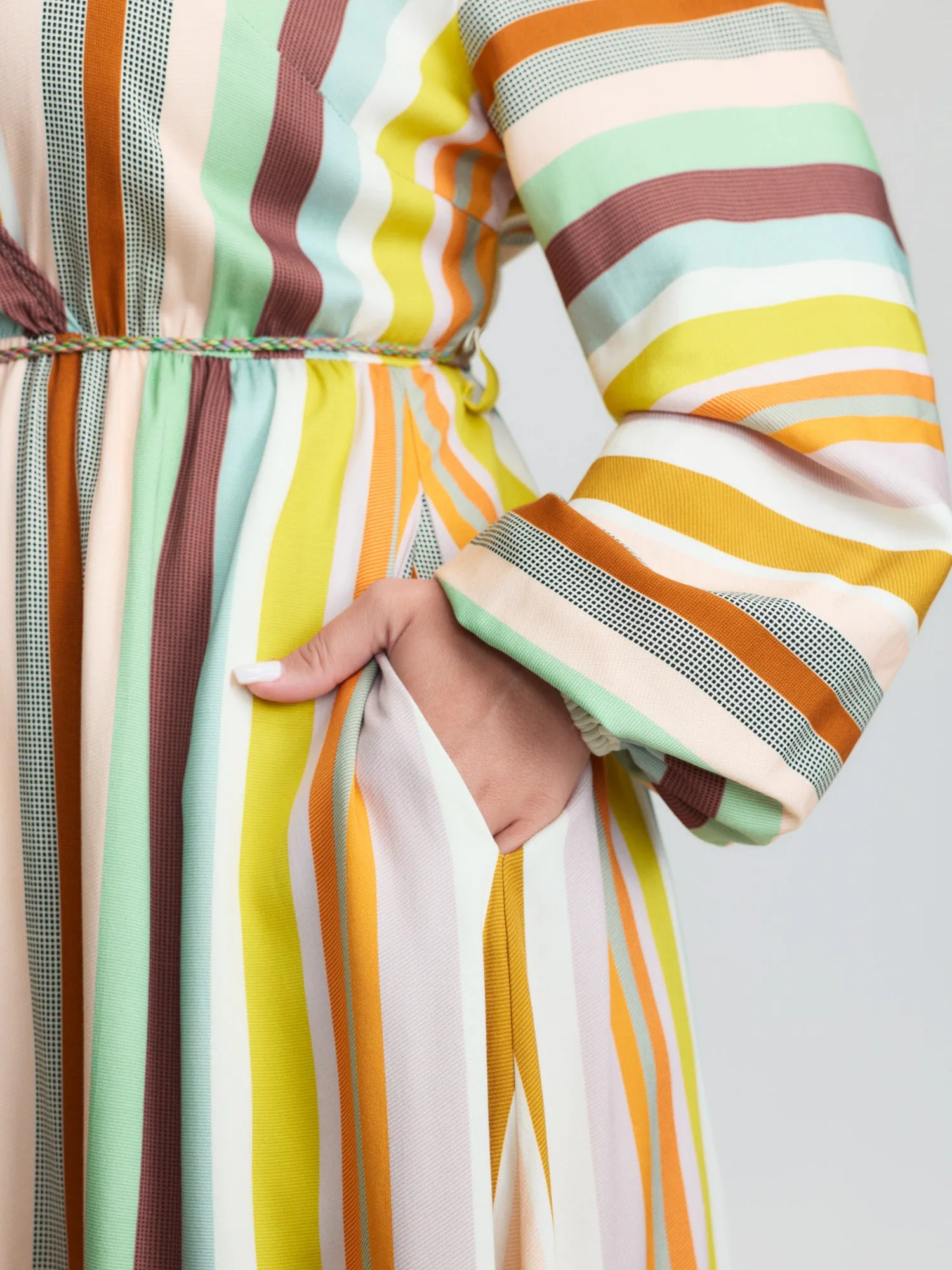 Supersoft Striped Wrap Neckline Midi Dress sold by Bloomchic product image thumbnail 4