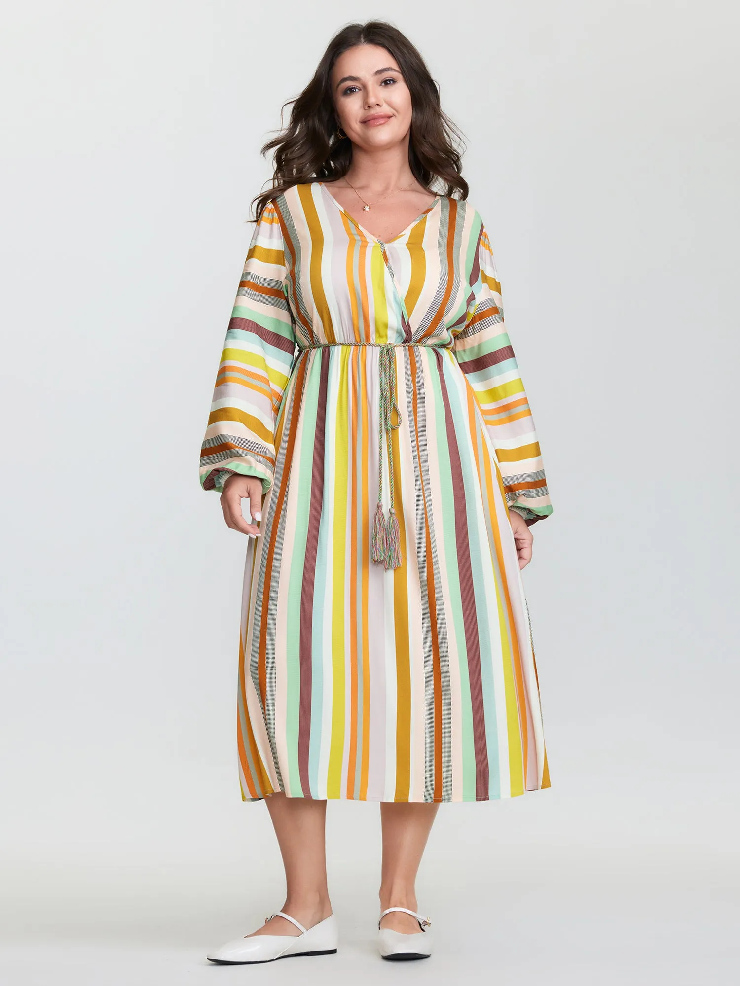Supersoft Striped Wrap Neckline Midi Dress sold by Bloomchic product image thumbnail 3