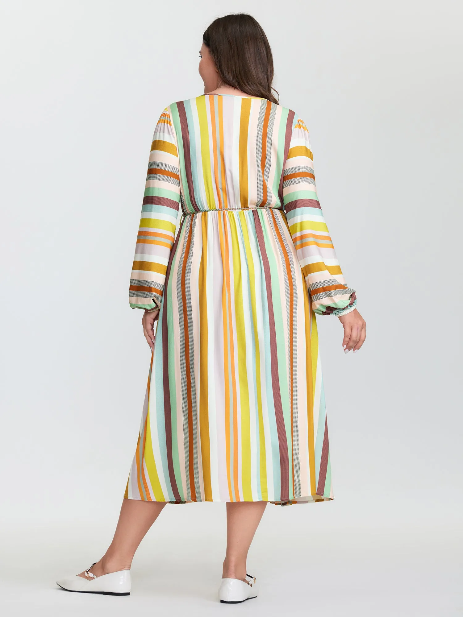 Supersoft Striped Wrap Neckline Midi Dress sold by Bloomchic product image thumbnail 5