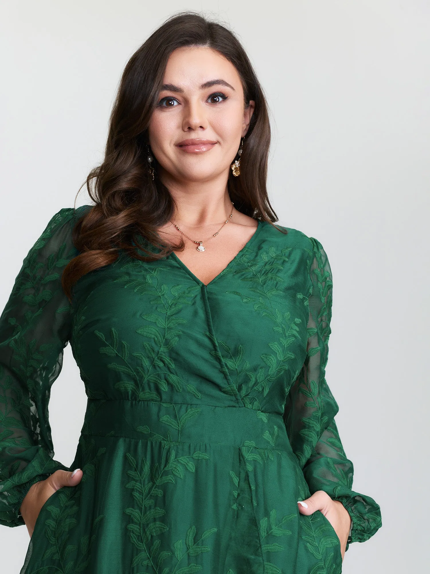 Floral Embroidered Layered Hem Midi Dress sold by Bloomchic product image thumbnail 2